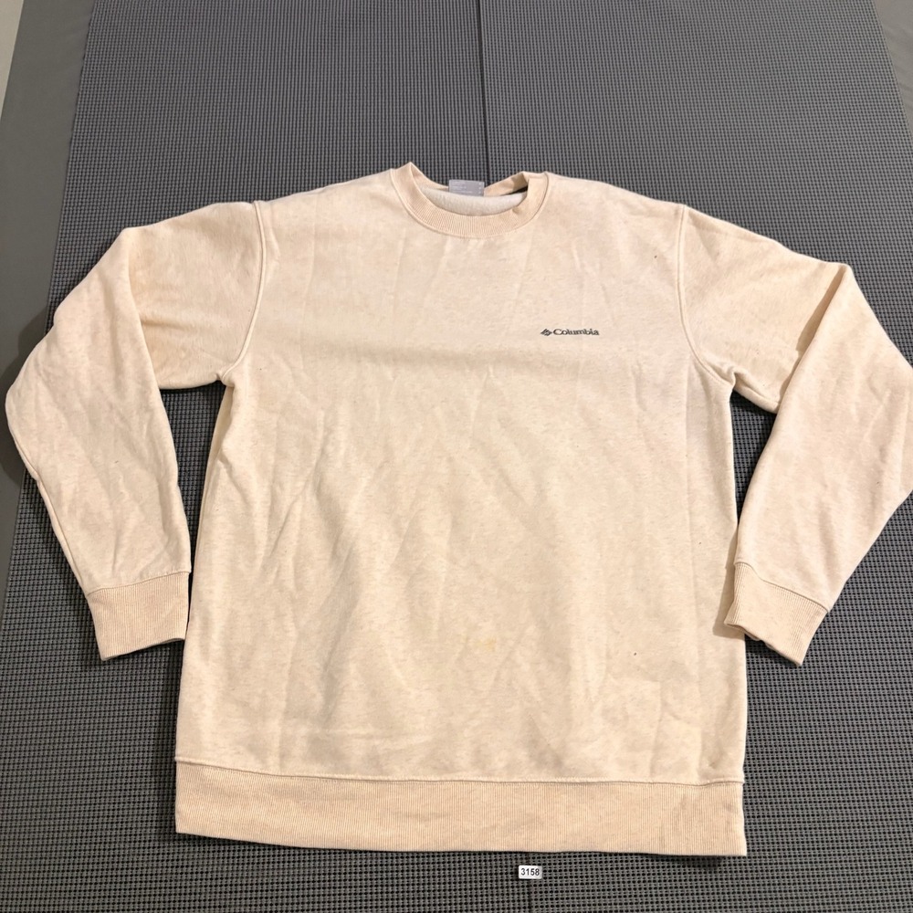 Columbia Sportswear Mens Cream Crewneck Sweatshirt Size M Logo Pullover
